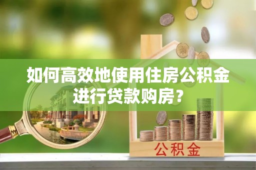 嵩明如何高效地使用住房公积金进行贷款购房？